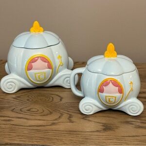 Rae Dunn Bibbidi Bobbidi Boo Cinderella Coach Canister Cookie Jar & Mug Disney